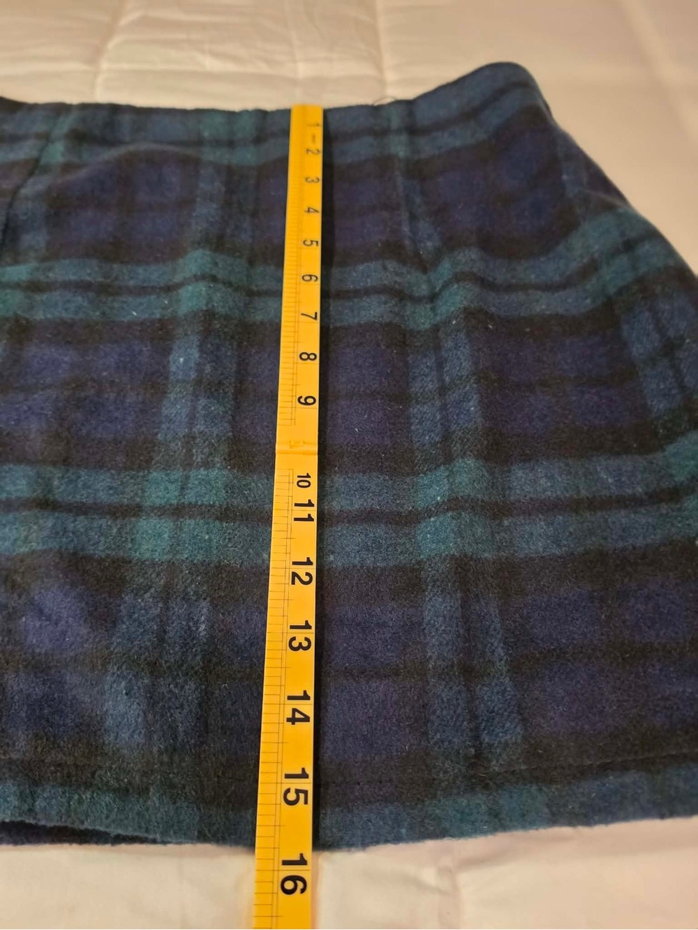 Classic Green & Navy Plaid Mini Skirt 20% wool 80% polyester size M NWT - Picture 10 of 10